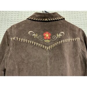 Roper Women Suede M Jacket Cocoa Brown Whip Stitch Western Rodeo Embroidered